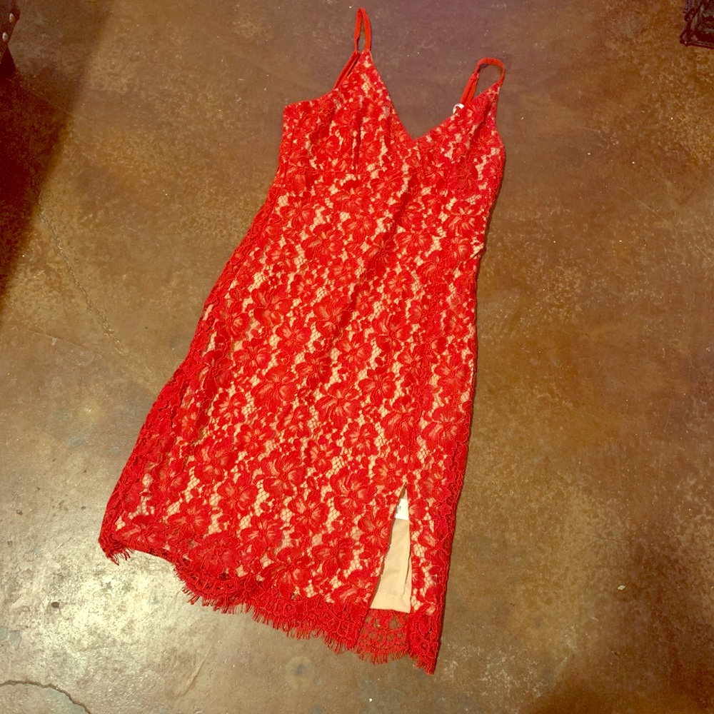 Red Lace Dress - Lulus
